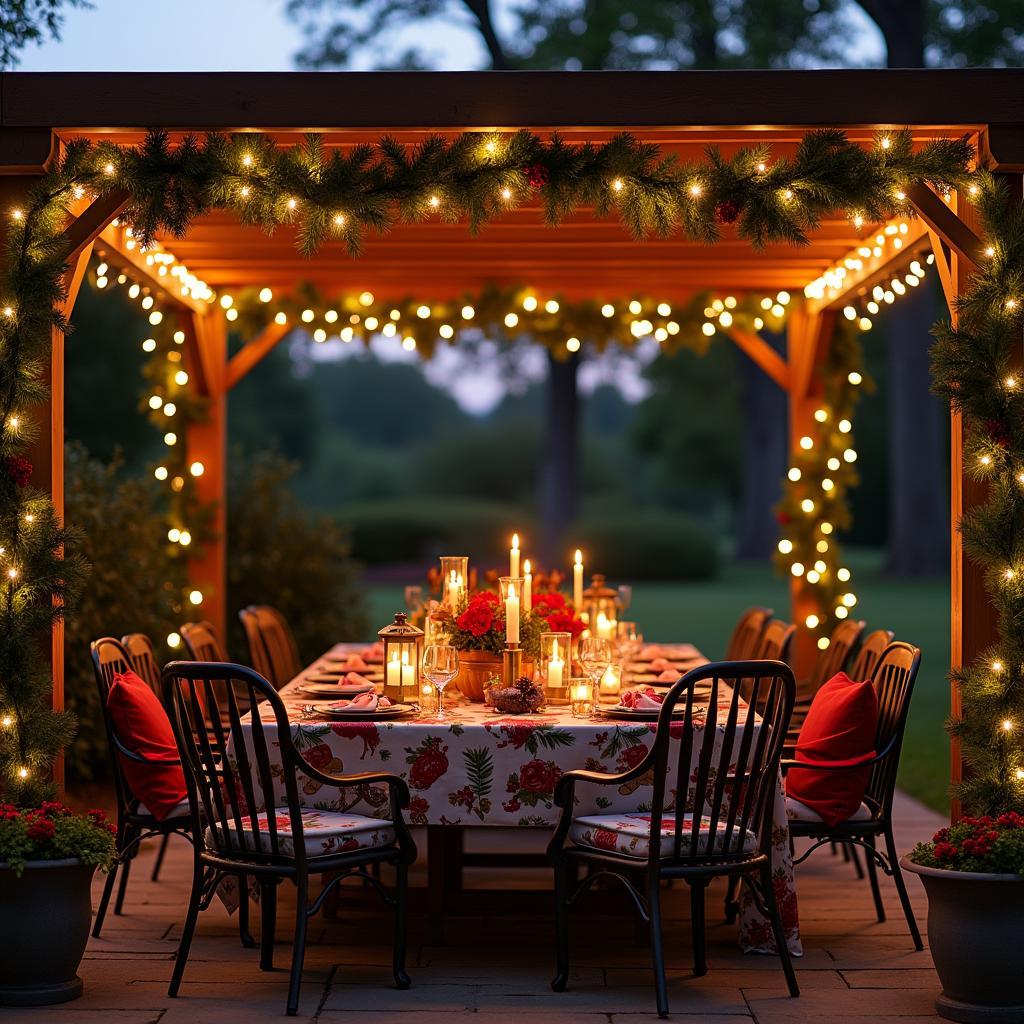 Christmas Pergola Dining Area Decor