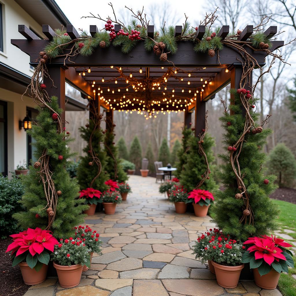 Christmas Pergola Decorations with Natural Elements
