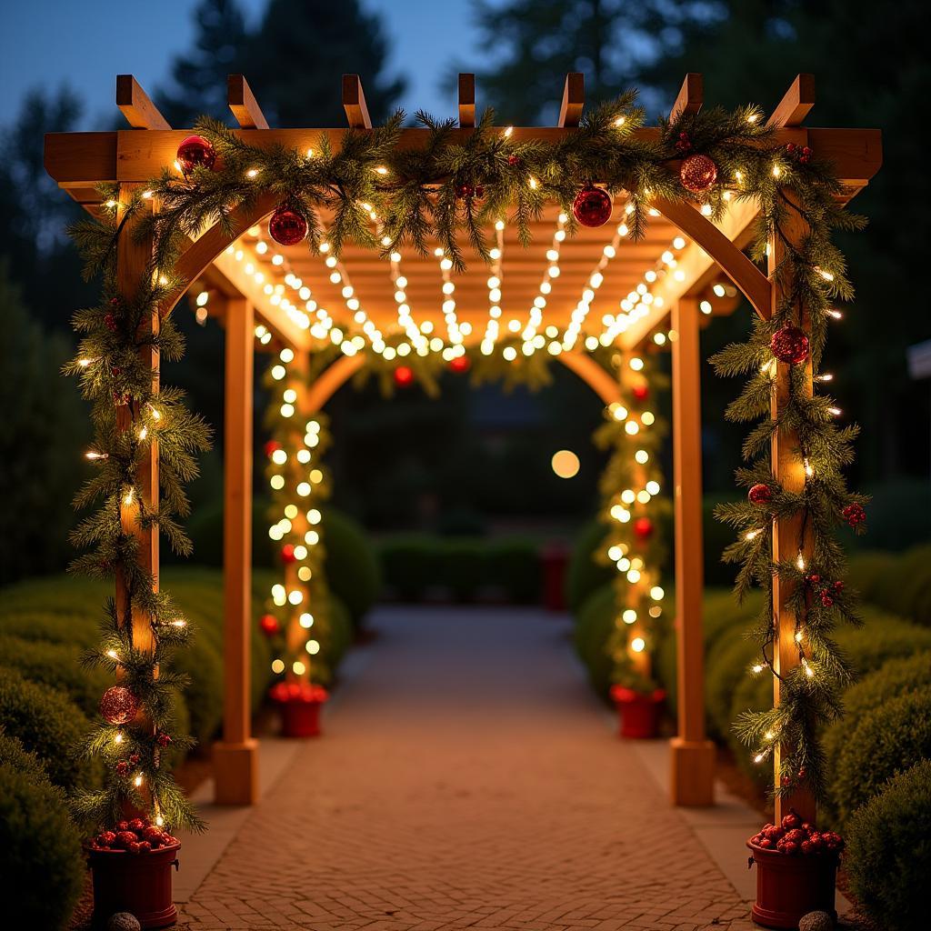 Christmas Wedding Pergola Decorated with Twinkling Lights