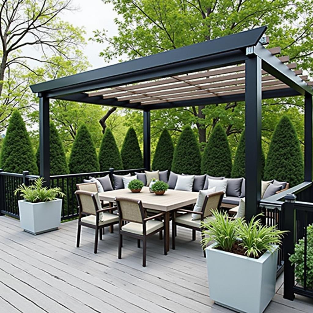 Modern Deck Pergola Planter Design