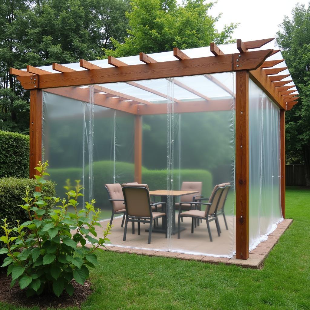 DIY Waterproof Pergola Cover with Plastic Sheeting