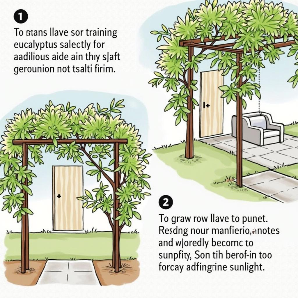 Training and pruning a eucalyptus on a pergola