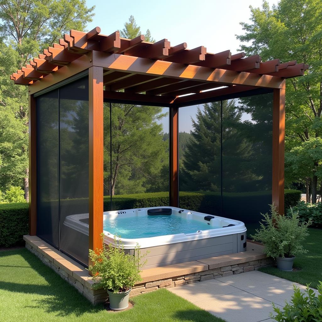 Freestanding Hot Tub Pergola with Privacy Screen