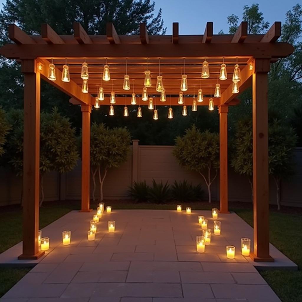 Romantic Pergola Setting with Glass Candles