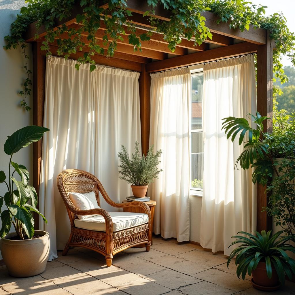 Indoor Pergola Reading Nook with Sheer Curtains