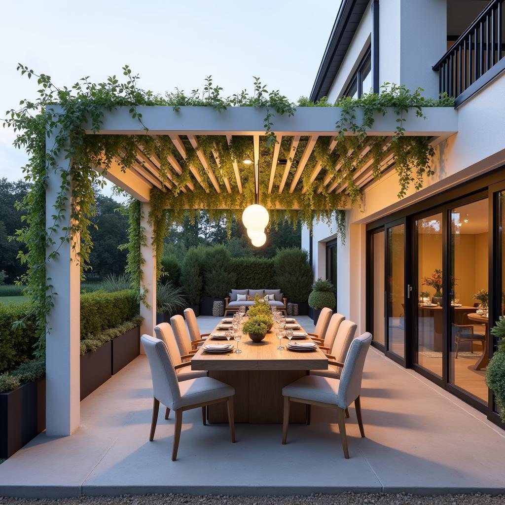 Interior Pergola Defining a Dining Area