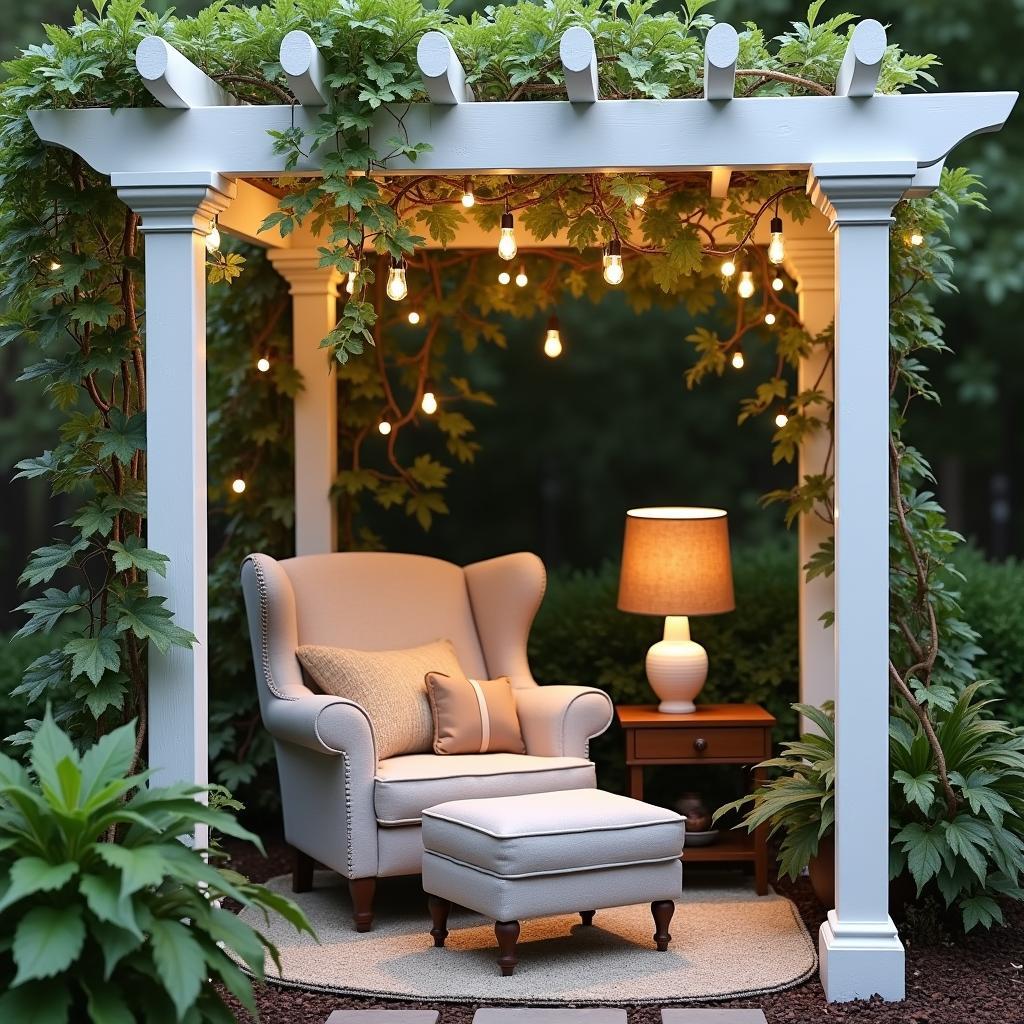 Cozy Reading Nook Under an Interior Pergola