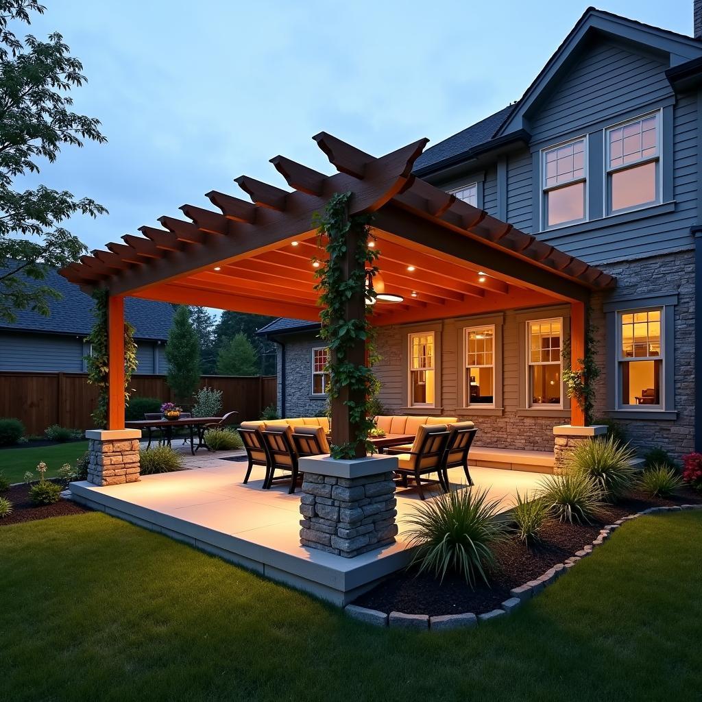 Finished L-Shaped Gable Pergola Project