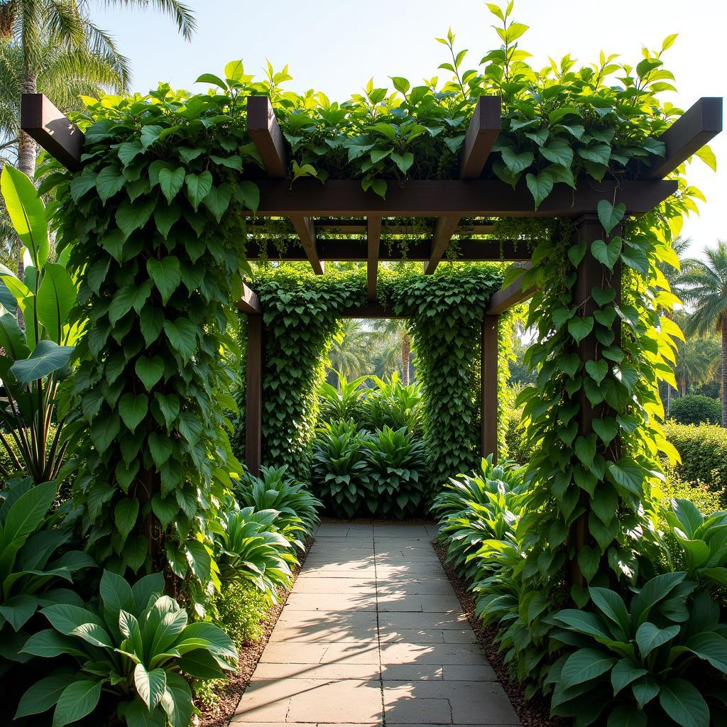 Tropical Pergola with Living Green Roof