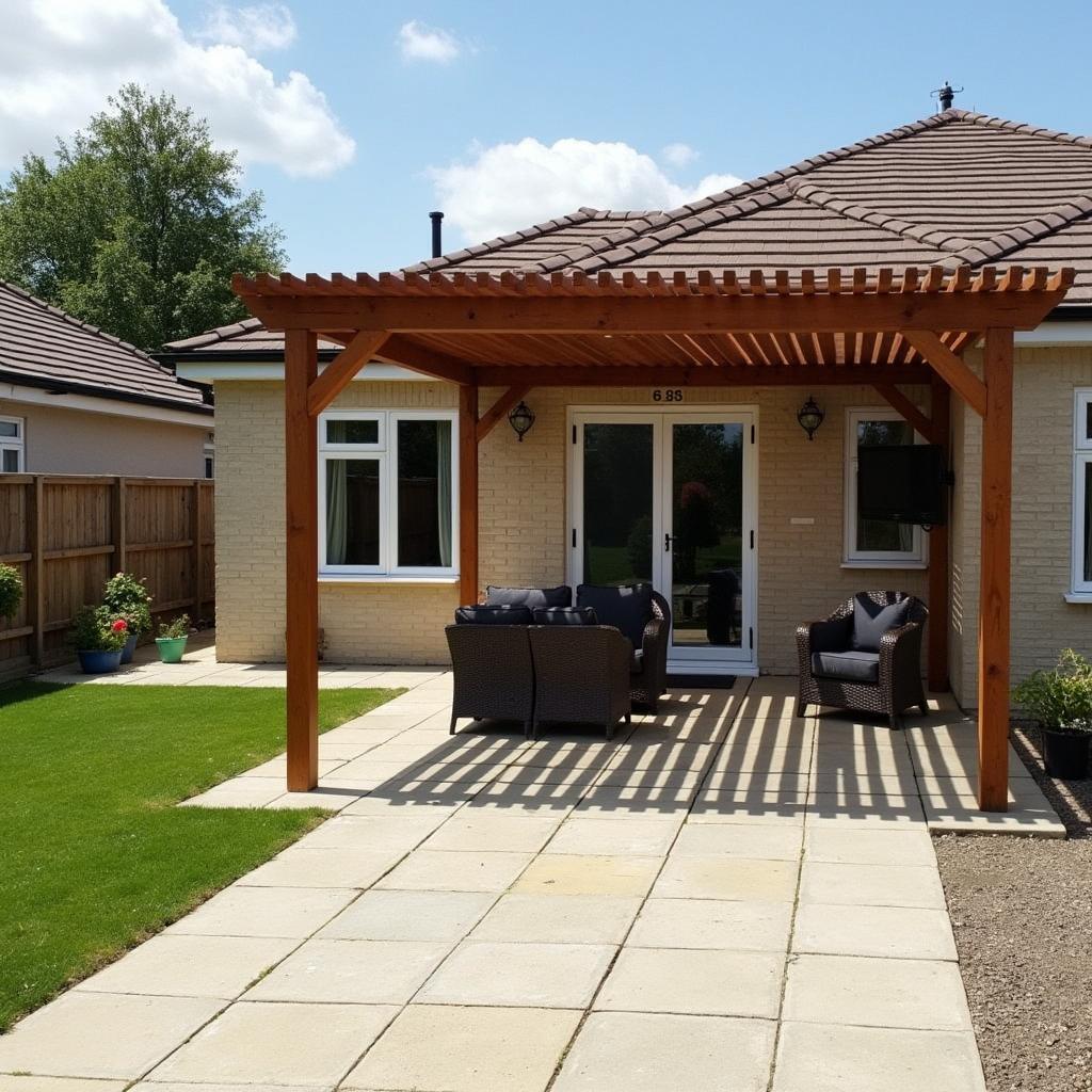 Maintained Driveway Pergola with Seating Area