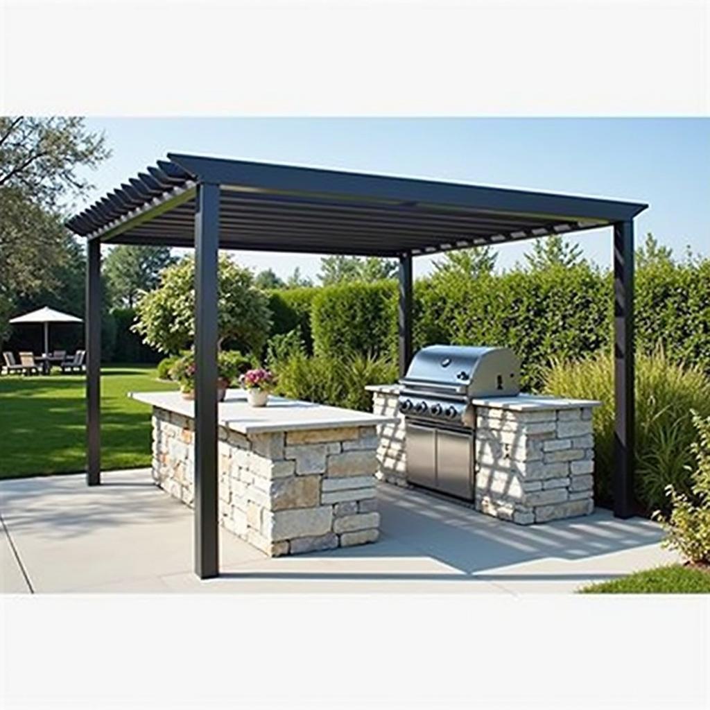 Modern Aluminum Pergola with Half Grill Coverage