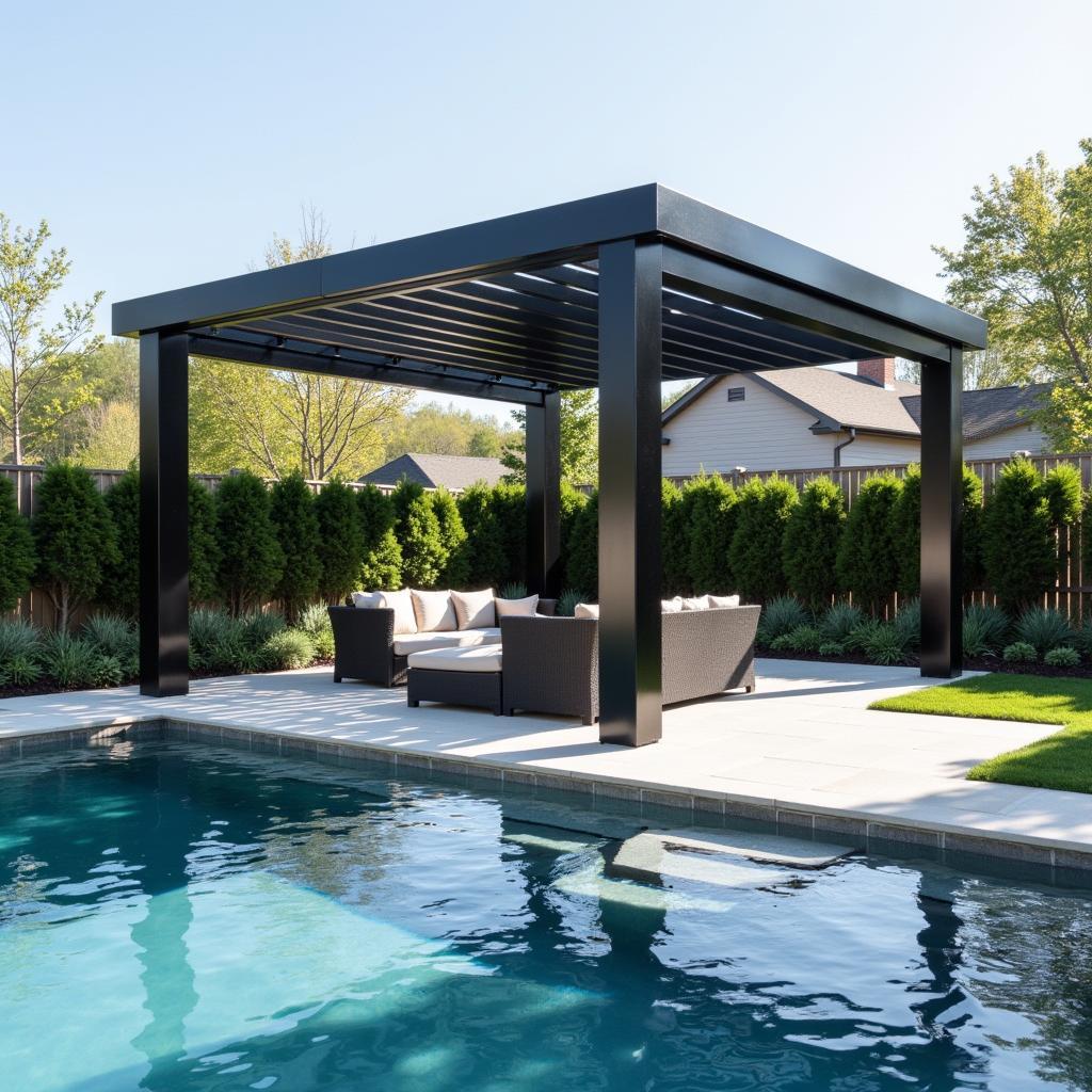 Modern aluminum pergola by the pool