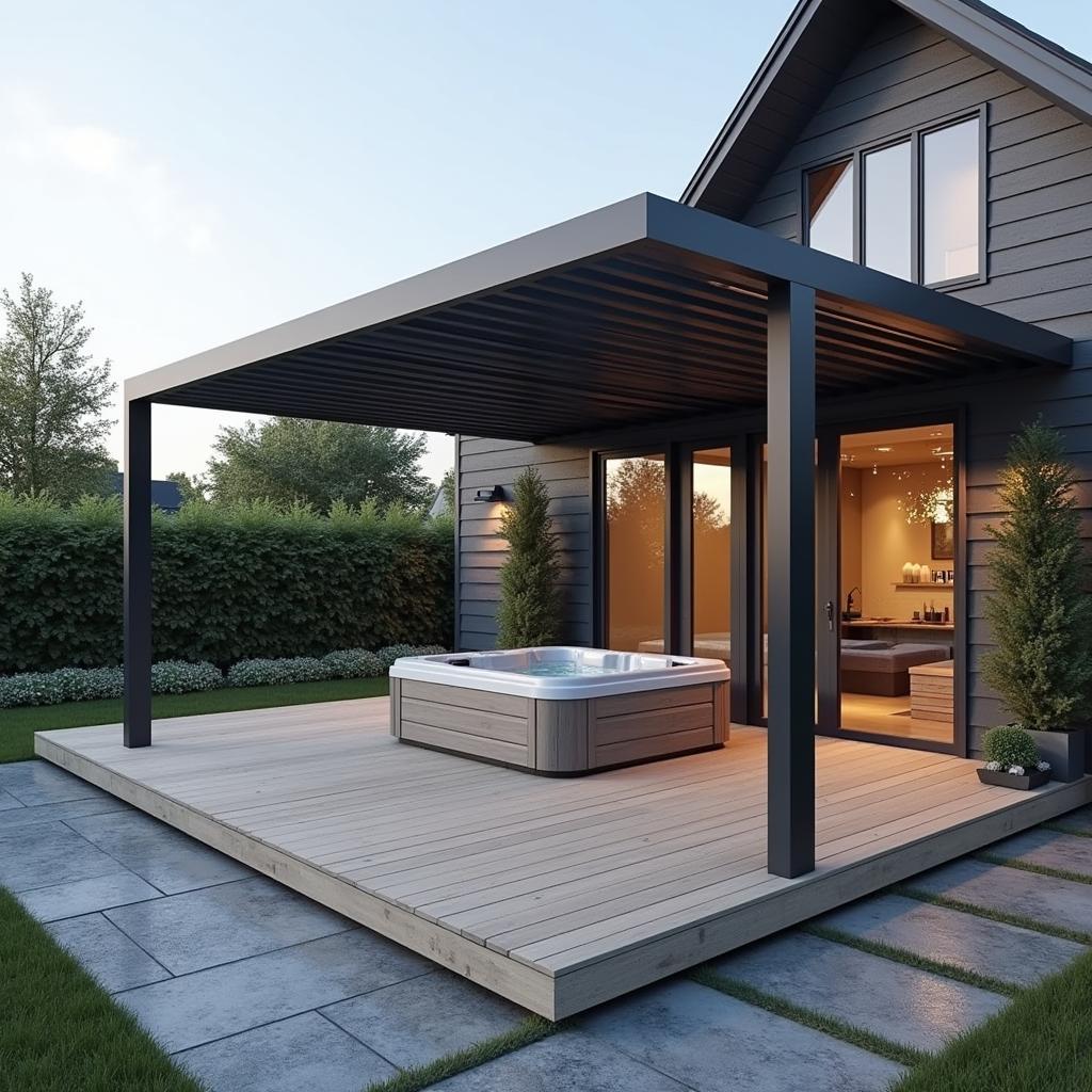Modern Deck, Pergola, and Hot Tub Installation