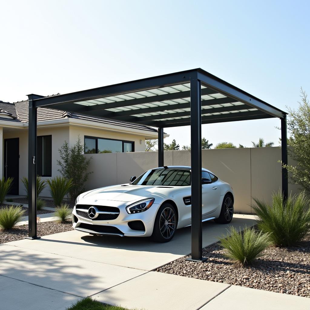 Modern Metal Pergola Carport Design for a Sleek Driveway