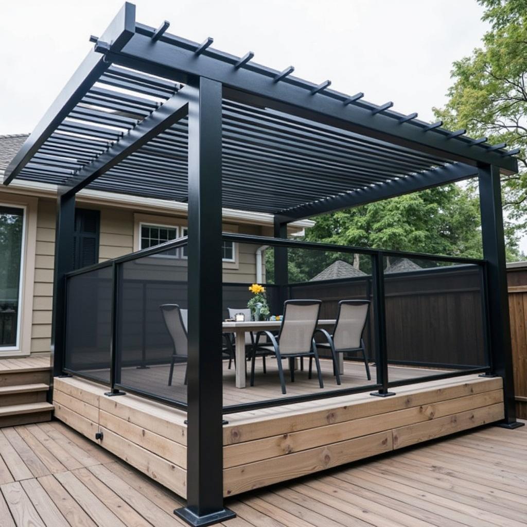 Modern Metal Pergola Deck Screening
