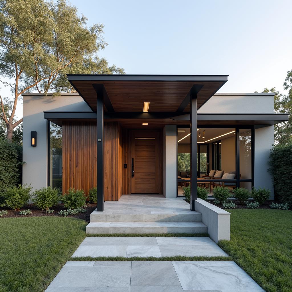 Modern Metal Pergola Eyebrow Enhancing Home Entrance