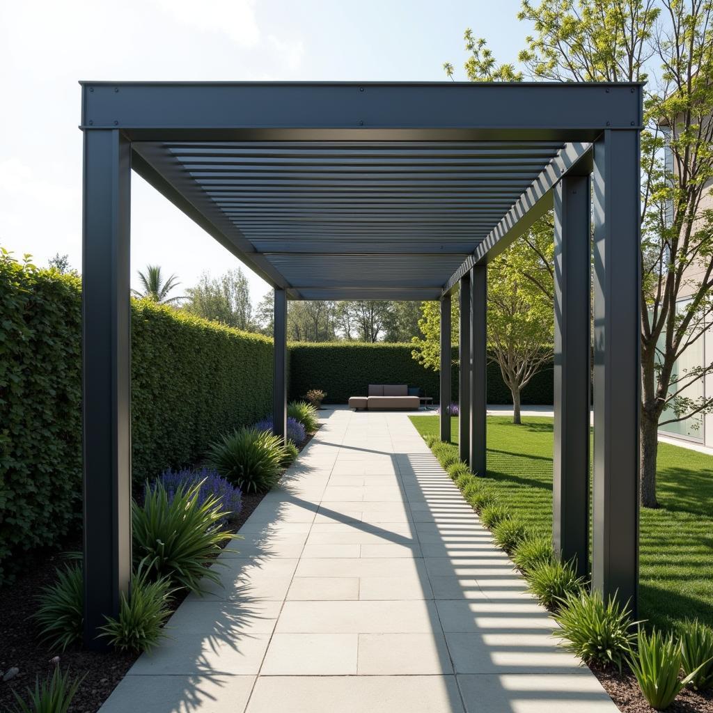 Modern Metal Pergola Walkway Minimalist Design