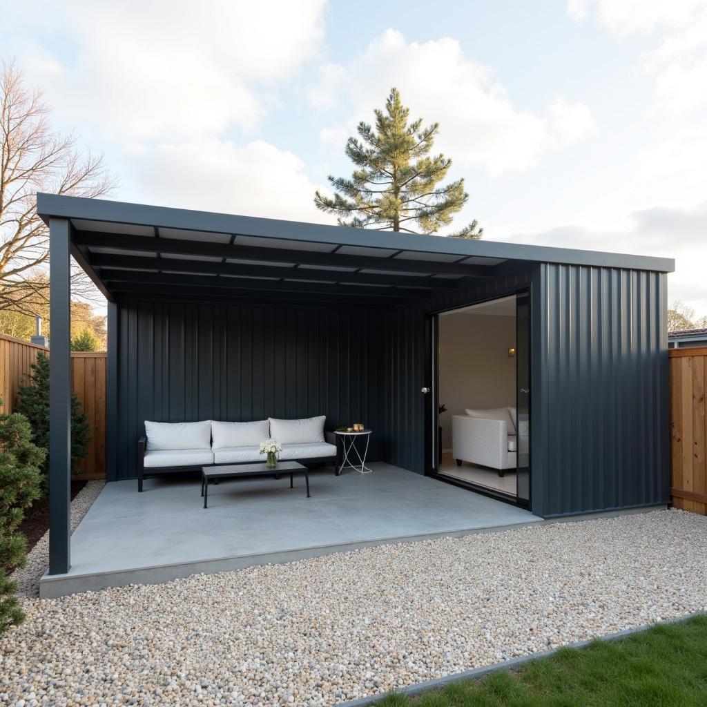 Modern Metal Shed Pergola Combination