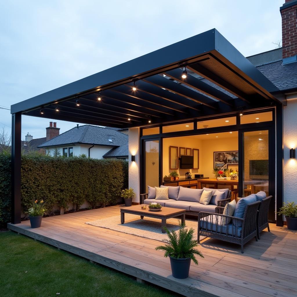 Modern Pergola Wall Deck Design