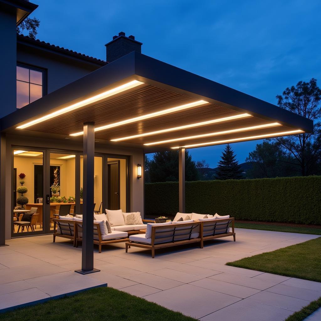 Modern Pergola with Integrated LED Strip Lighting