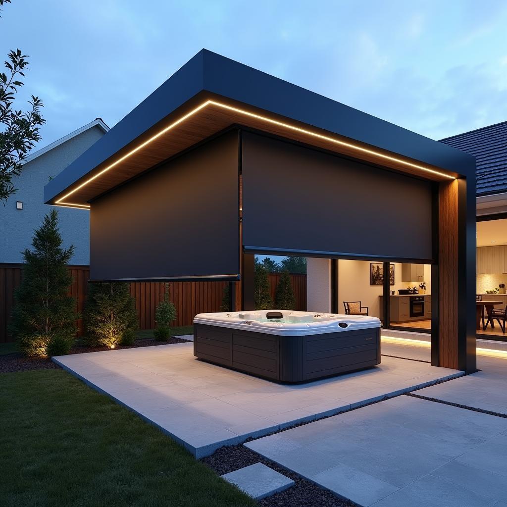 Modern Privacy Hot Tub Pergola Design
