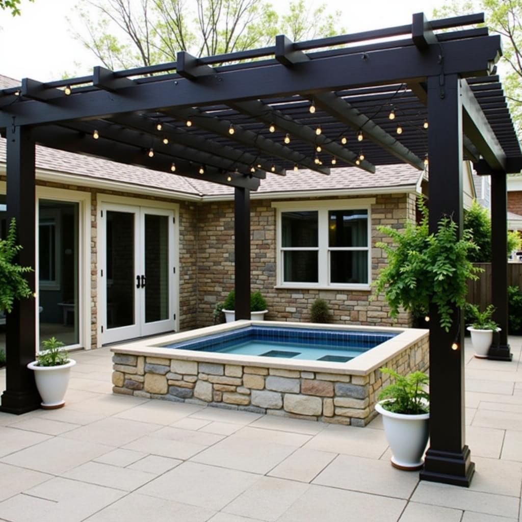 Modern Spa Pergola with Hot Tub