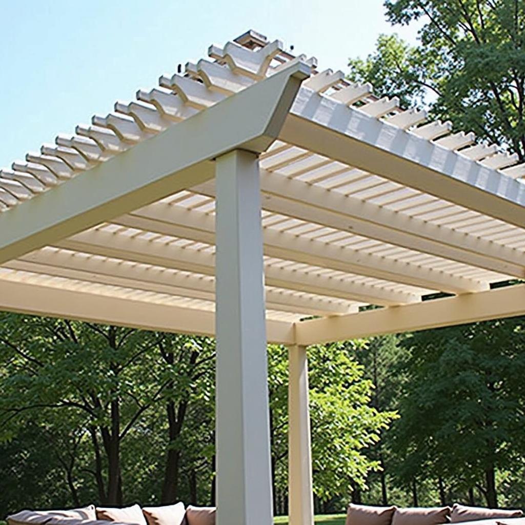 Open Roof Pergola with Adjustable Louvers for Shade and View