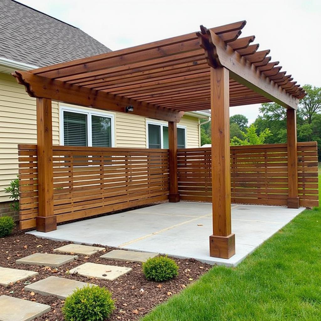 Partial Pergola Fence for Enhanced Privacy