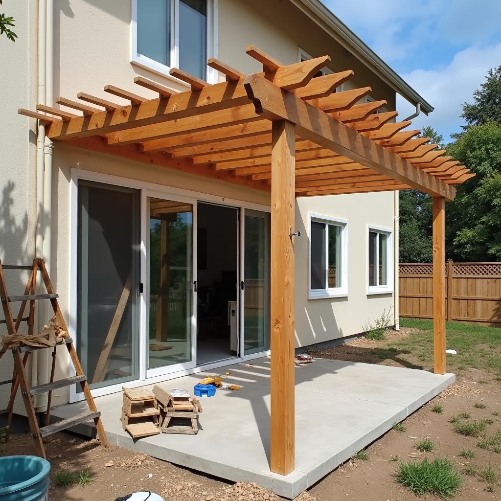 Pergola Add-on Construction with Wood