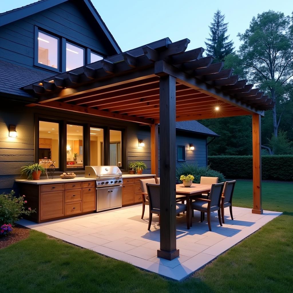Pergola Attached to House with Grill Design