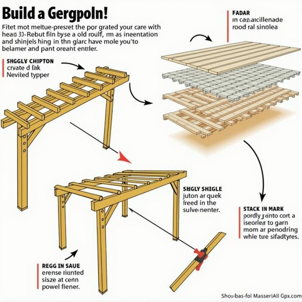 Pergola Construction with Various Materials and Shingles