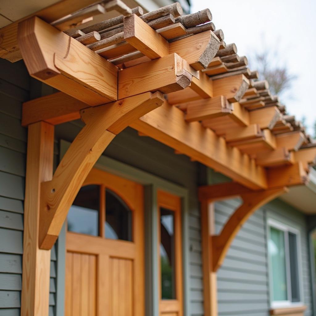Wooden Pergola Eyebrow Over Front Door
