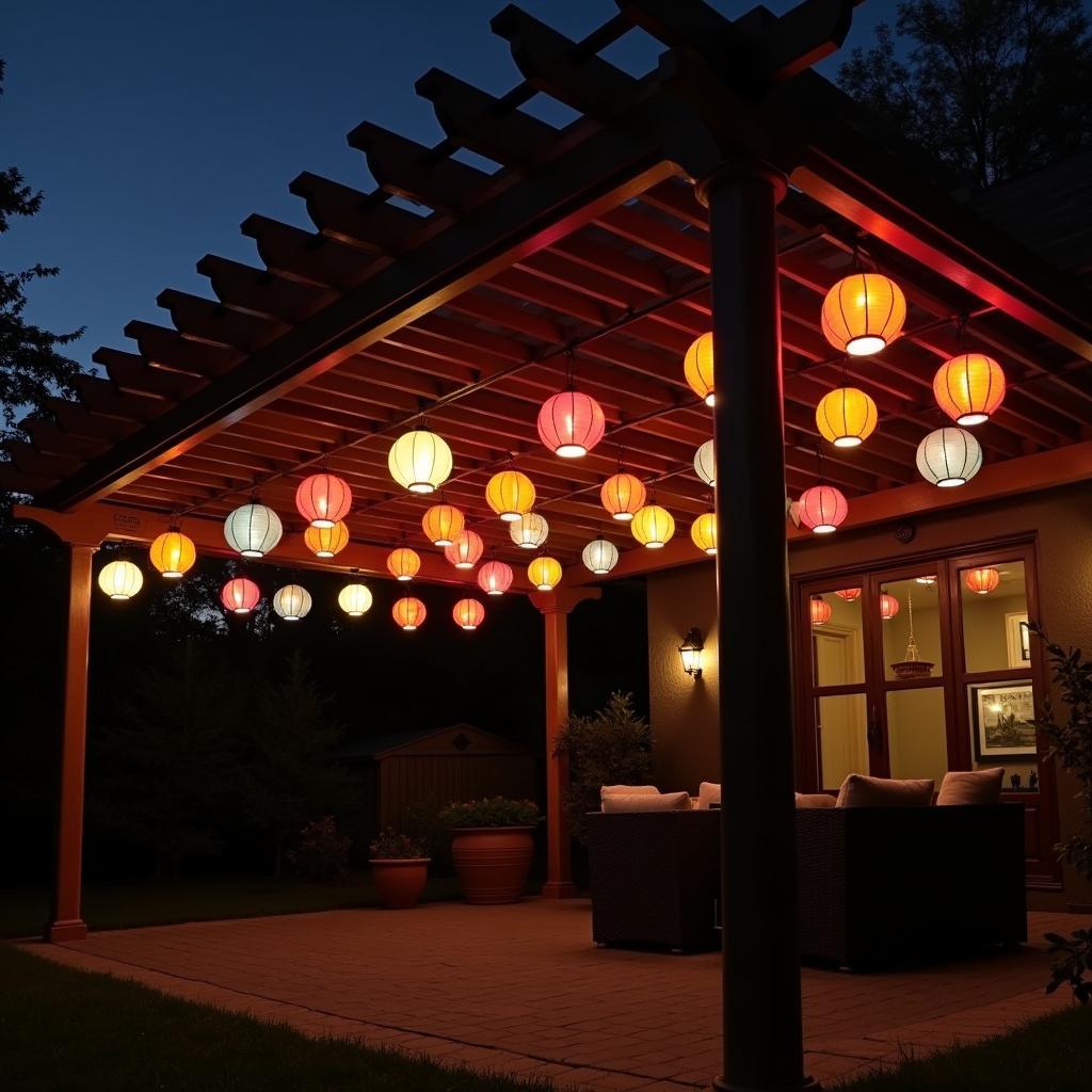 Pergola Fabric Lanterns for Night Lighting