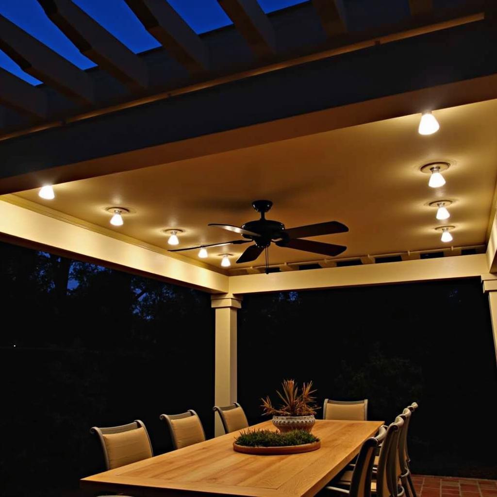 Pergola Fan and Light Combination in Dining Area