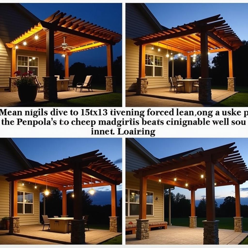 Pergola lighting ideas for a 15x13 structure adjacent to the house.