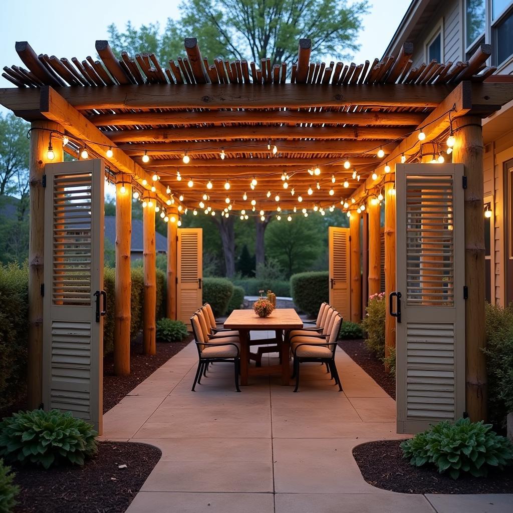 Pergola with bamboo and shutters for privacy