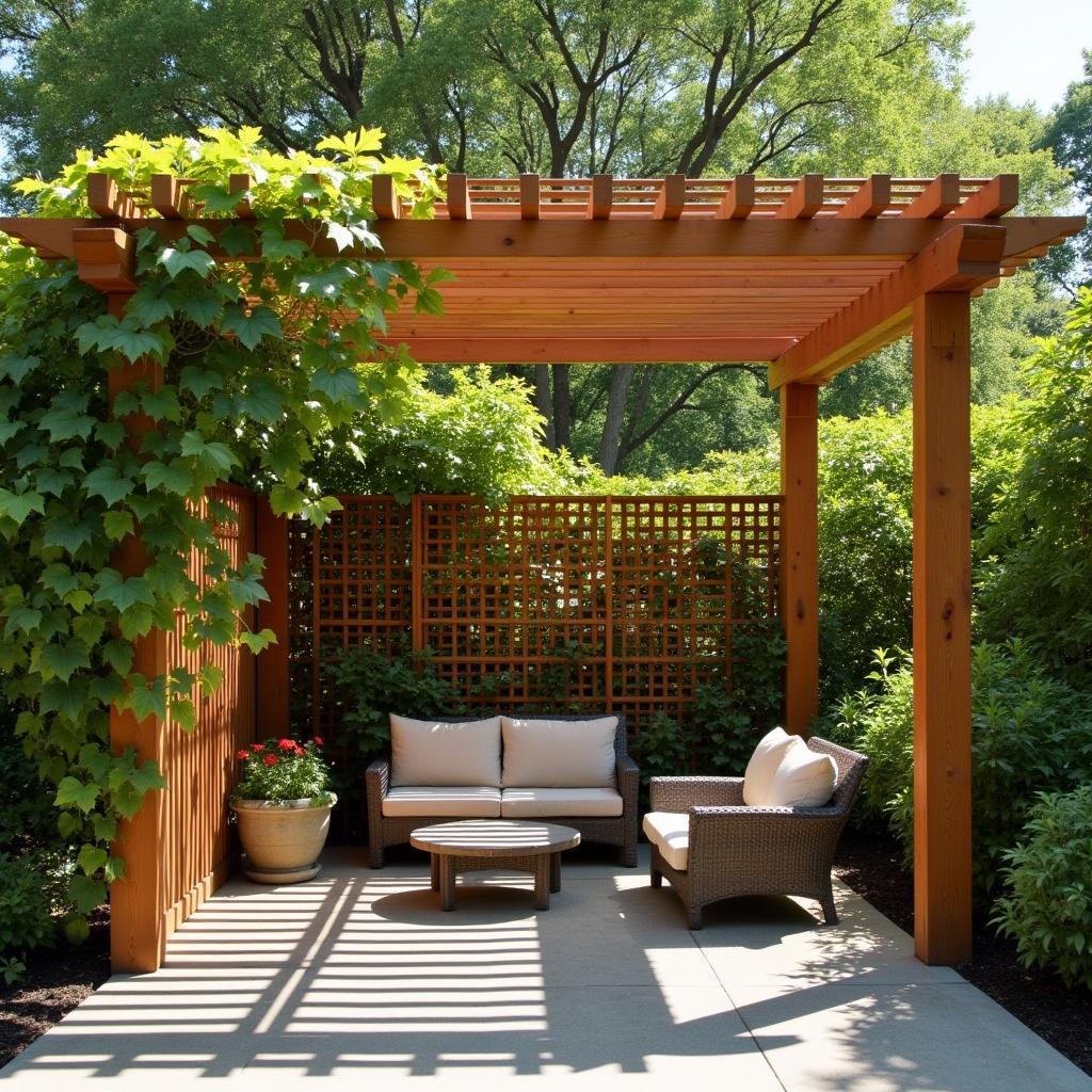 Pergola with Lattice Privacy Screen