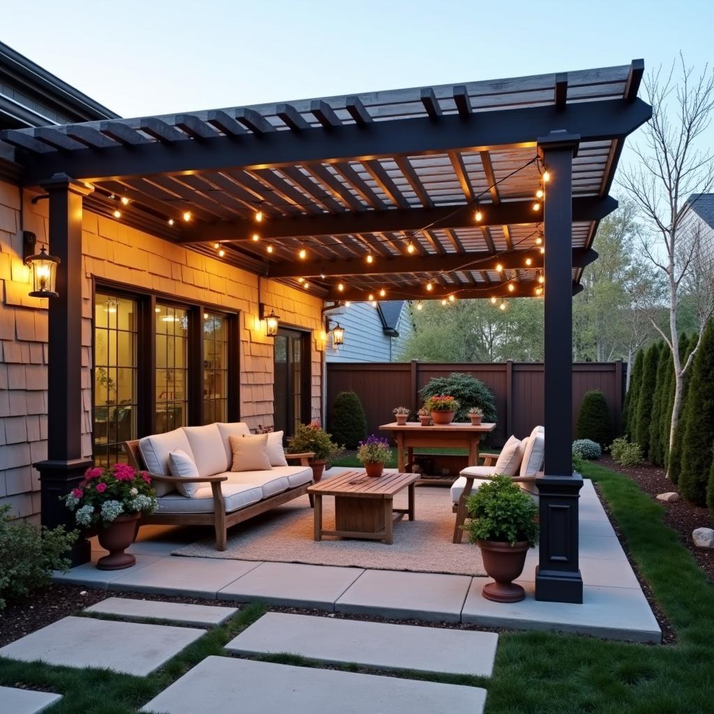 Pergola with Shade, Lighting and Decor
