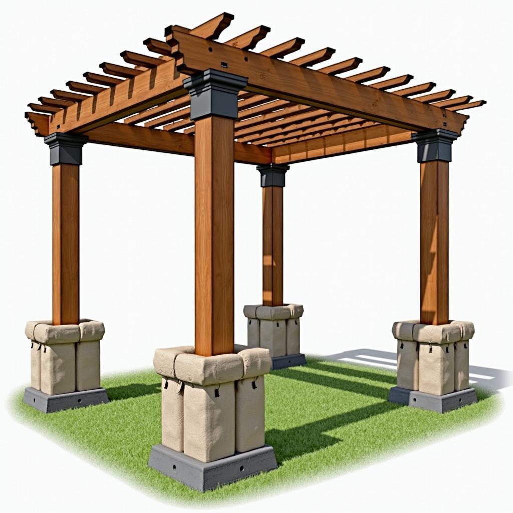Sandbags and Metal Plates as Pergola Weights