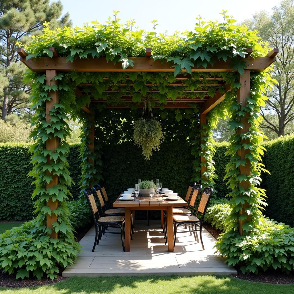 Pergola with Climbing Plants for Privacy