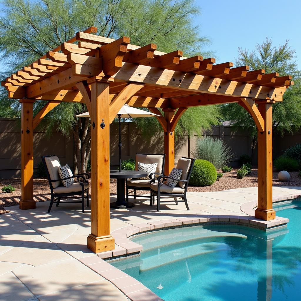 Wooden Pool Pergola in Arizona