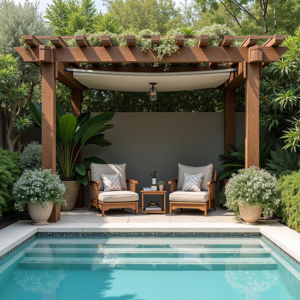Poolside Pergola Relaxation Area
