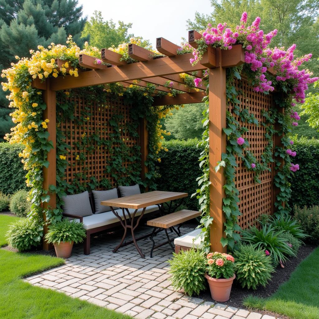 Climbing Plants on Privacy Pergola Fence