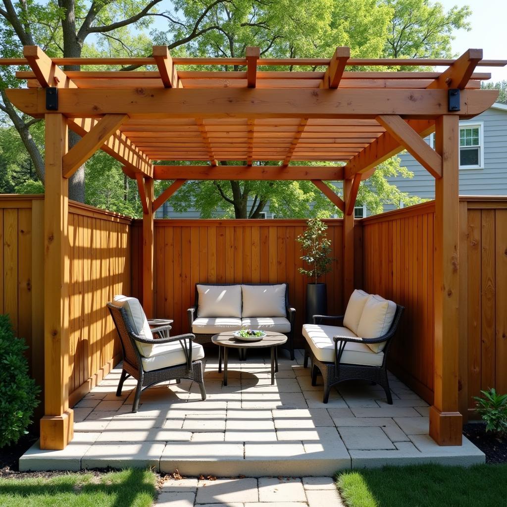Solid Wood Privacy Pergola Fence