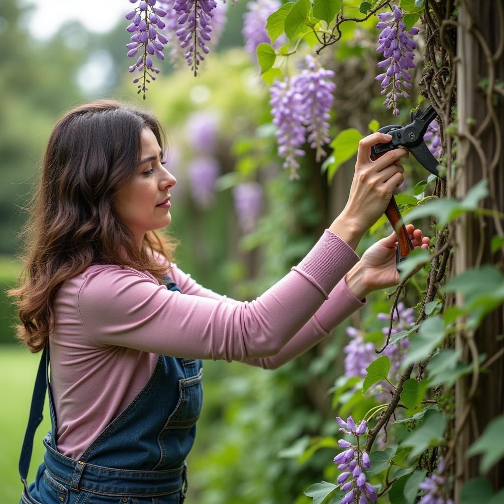 Pruning Wisteria on a Pergola