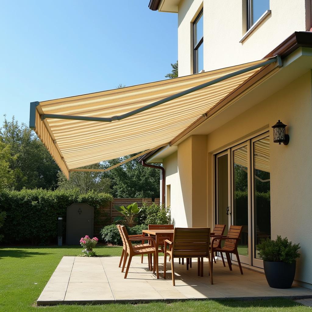 Retractable Awning Providing Shade for Patio
