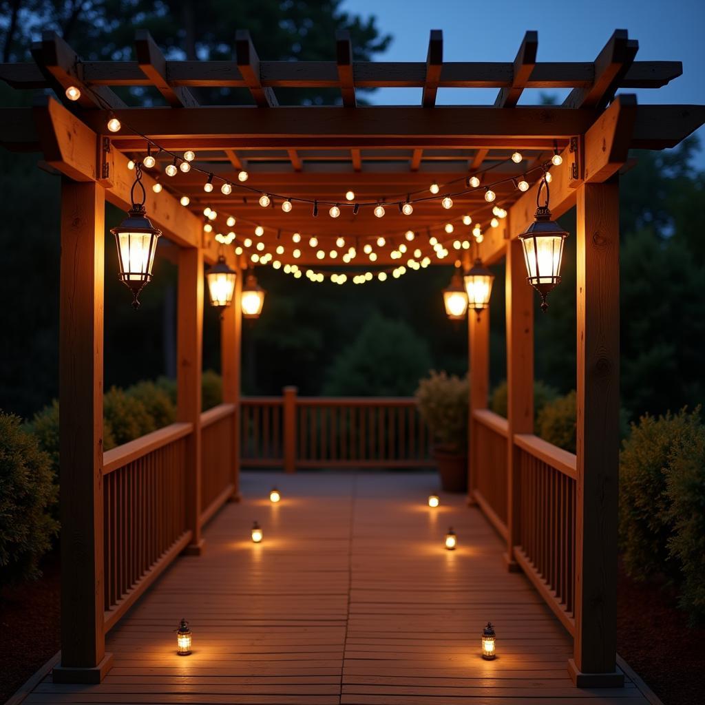 Rustic Pergola Lantern Lighting