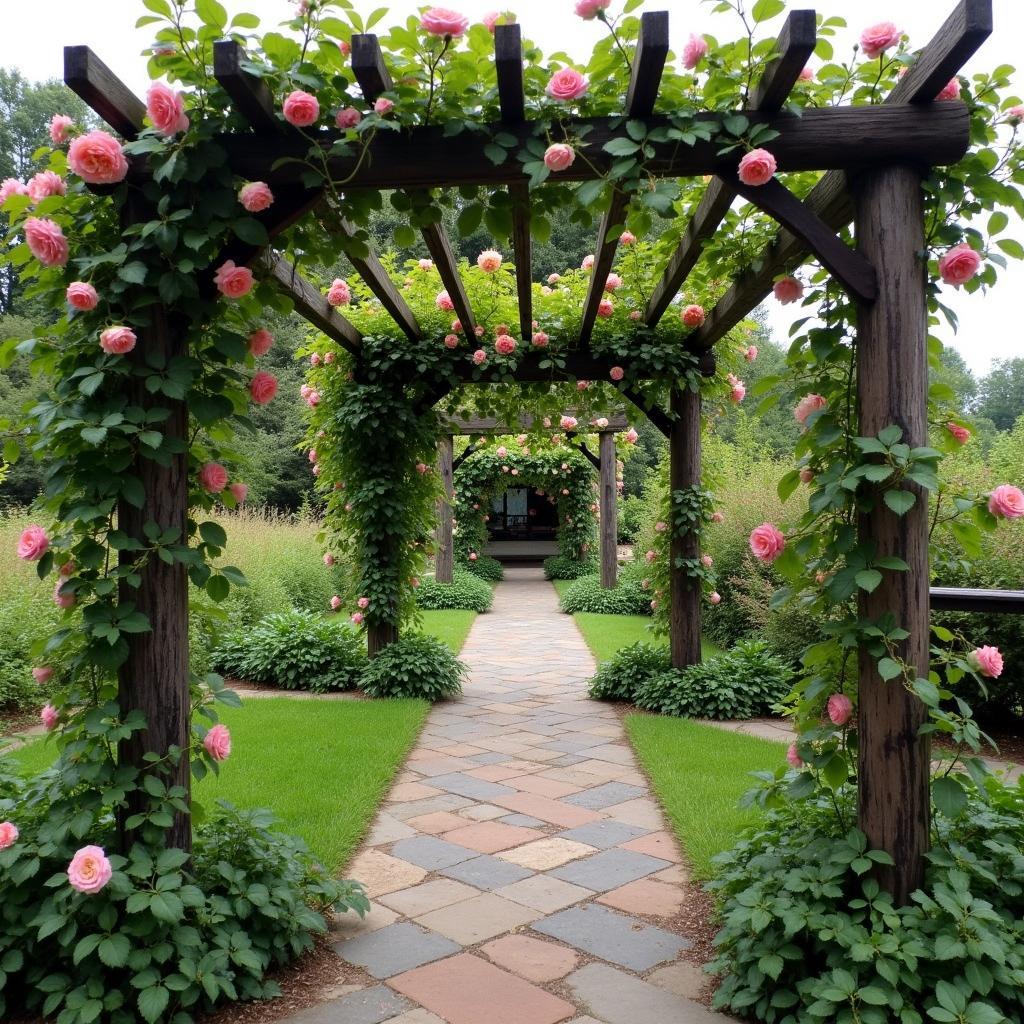 Rustic Pergola Walkway Garden Path