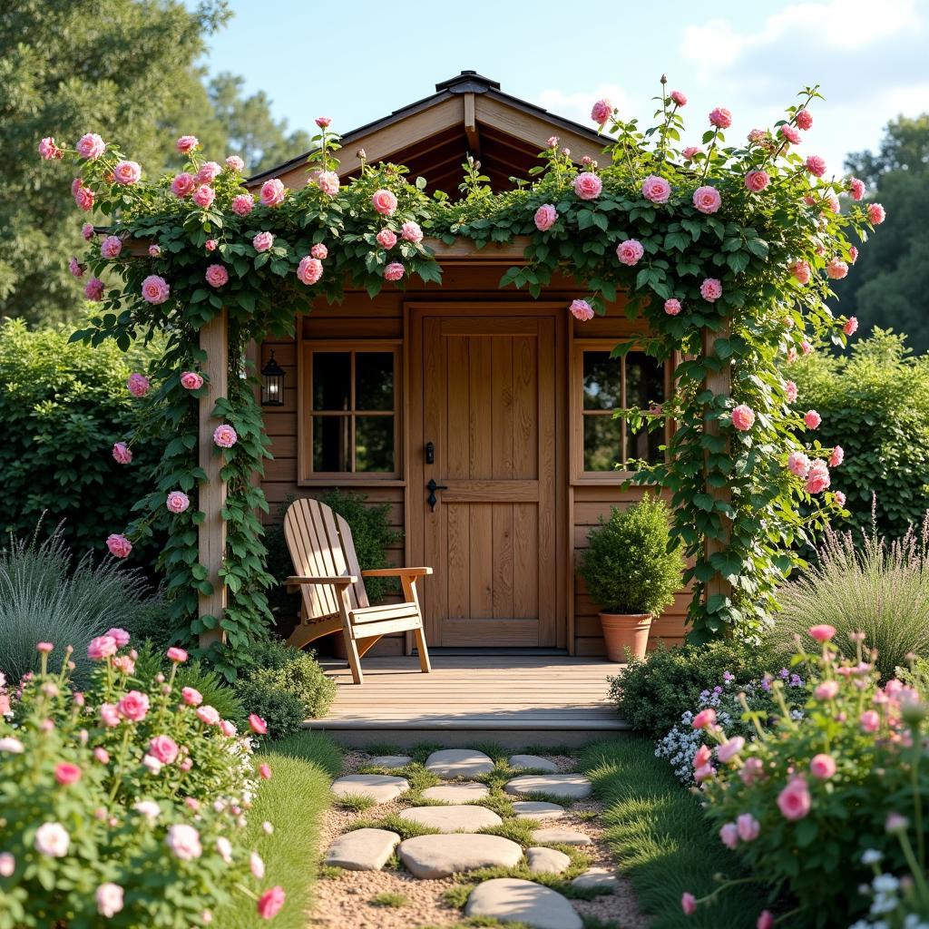 Rustic Shed Pergola Garden