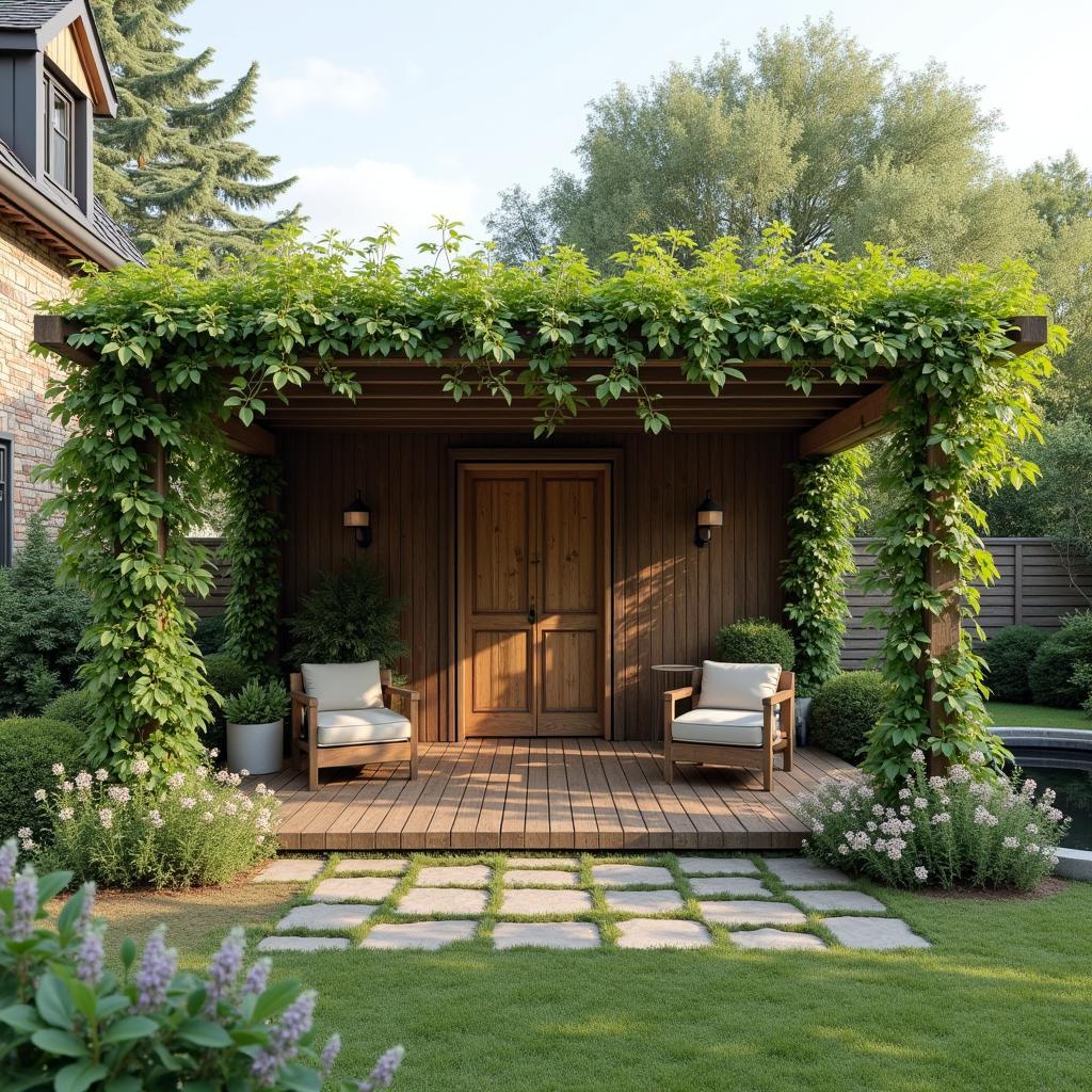 Rustic Shed Pergola Garden Retreat
